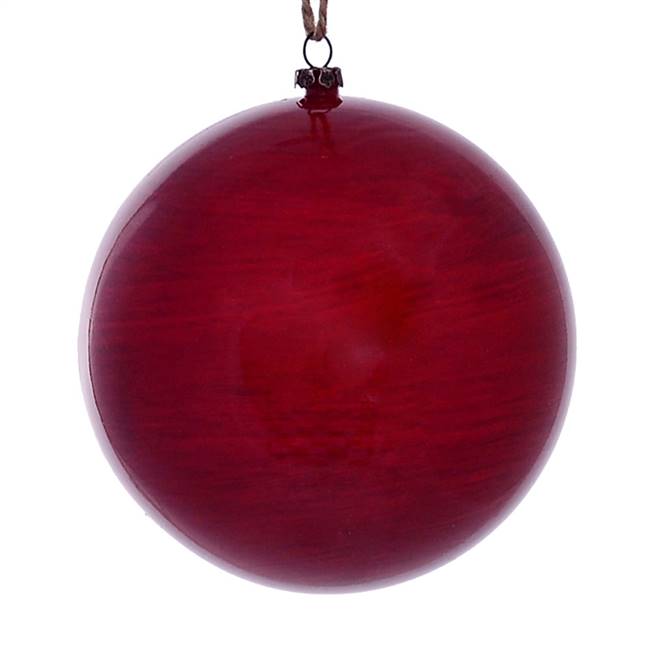 4.75" Red Wood Grain Ball Orn 4/Bag