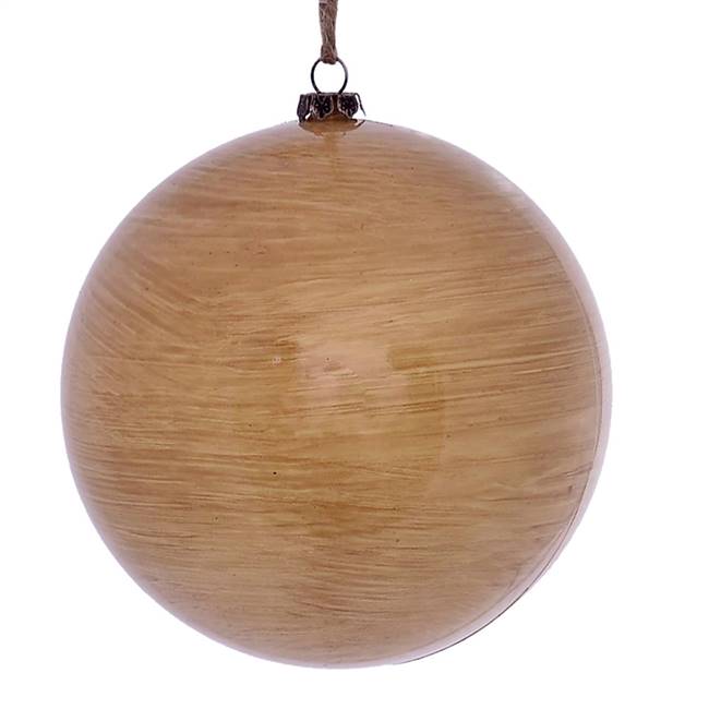 4.75" Tan Wood Grain Ball Orn 4/Bag