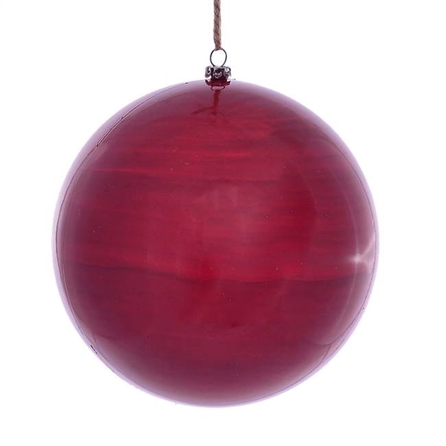 6" Red Wood Grain Ball Orn 3/Bag