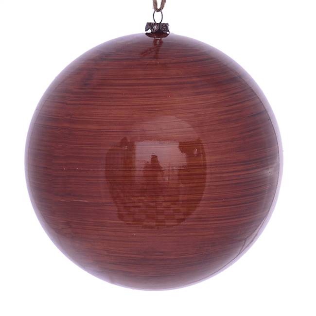 6" Copper Wood Grain Ball Orn 3/Bag