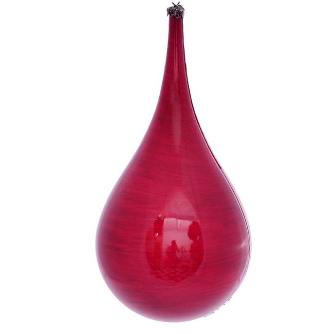 4" Red Wood Grain Teardrop Orn 2/Bag