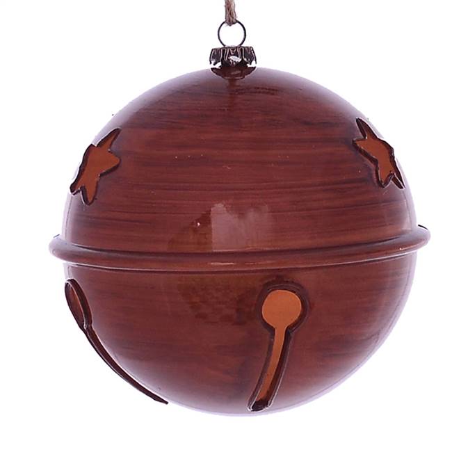 4.75" Copper Wood Grain Bell Orn 4/Bag