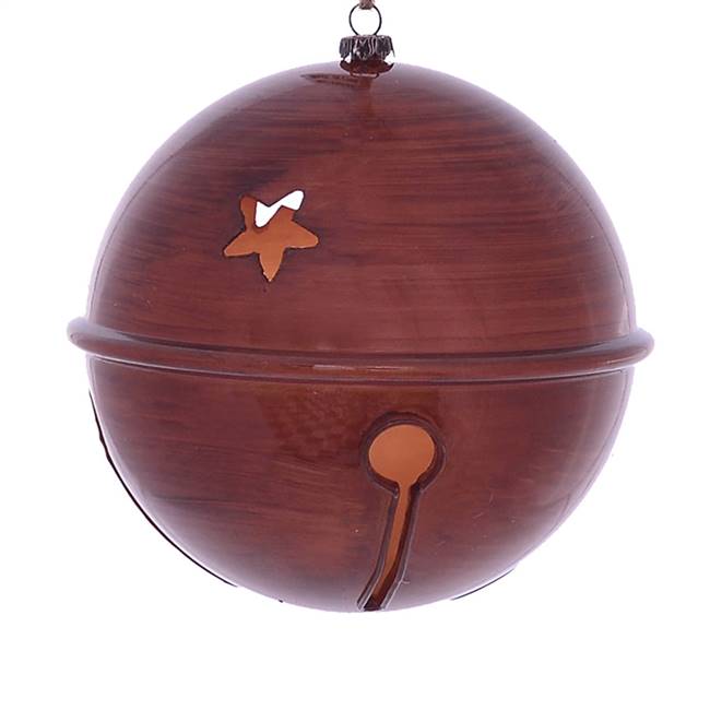 6" Copper Wood Grain Bell Orn 2/Bag