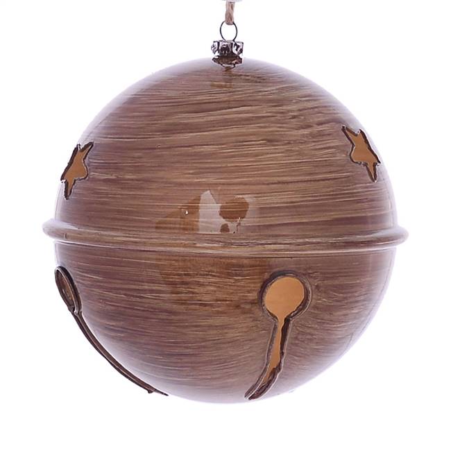 6" Brown Wood Grain Bell Orn 2/Bag