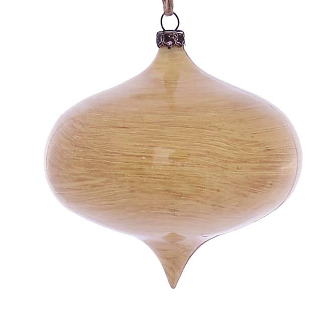 4" Tan Wood Grain Onion Orn 6/Bag