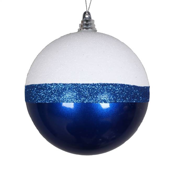 5" Blue Candy/White Glitter Ball 4/Bg