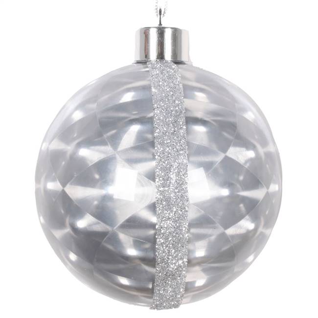 4" Silver Glitter Reflector Ornamnt 4/Bg