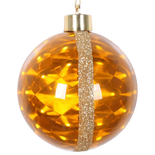 4" Gold Glitter Reflector Ornament 4/Bag