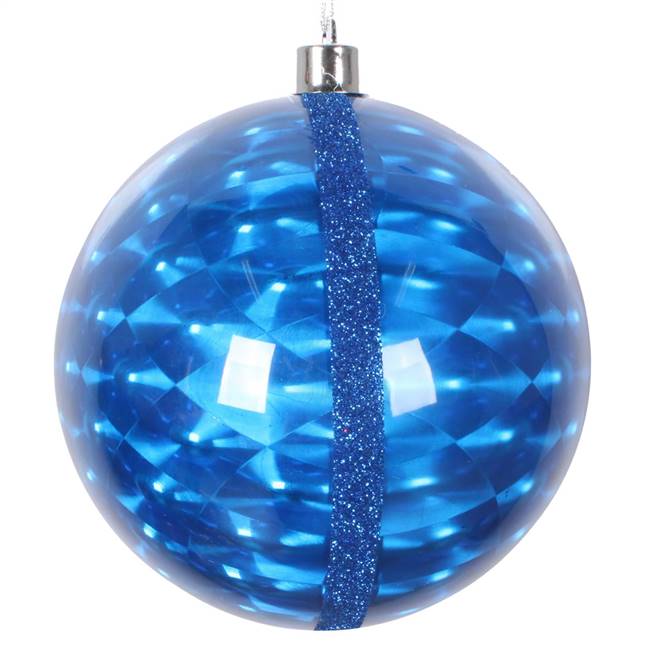 6" Blue Glitter Reflector Ornament 2/Bag