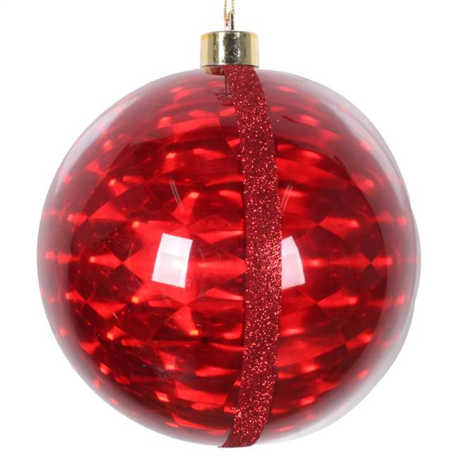 6" Red Glitter Reflector Ornament 2/Bag