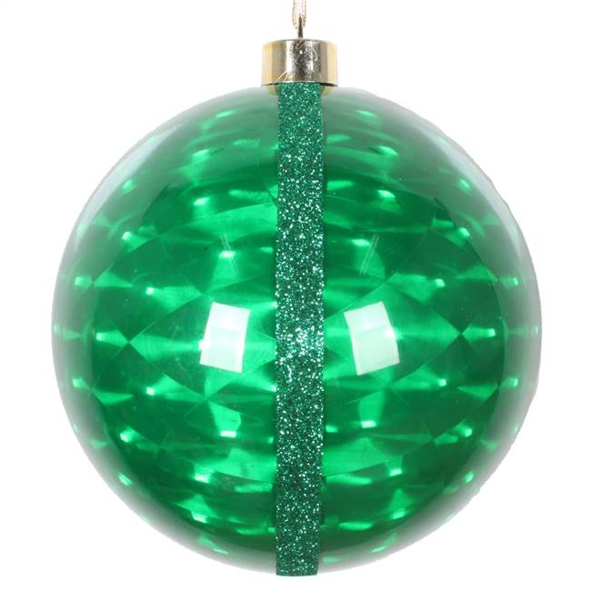 6" Green Glitter Reflector Ornament 2/Bg