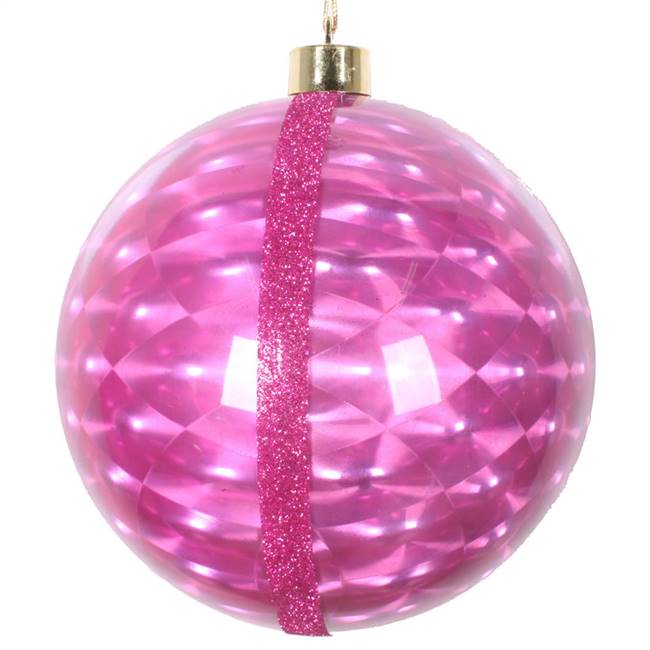 6" Cerise Glitter Reflector Ornamnt 2/Bg