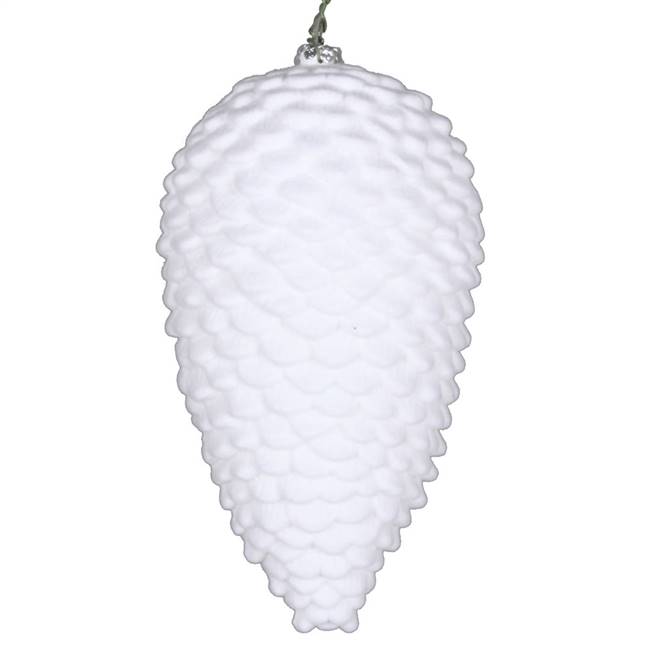 7" White Flocked Pinecone Ornament 2/Bag