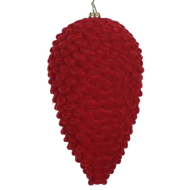 7" Burgundy Flocked Pinecone Orn 2/Bag