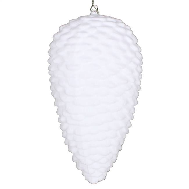 10" White Flocked Pinecone Ornament