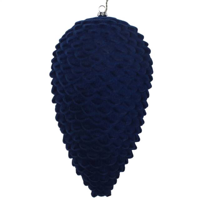 10" Midnight Blue Flocked Pinecone Orn