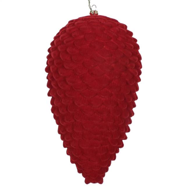 10" Burgundy Flocked Pinecone Ornament