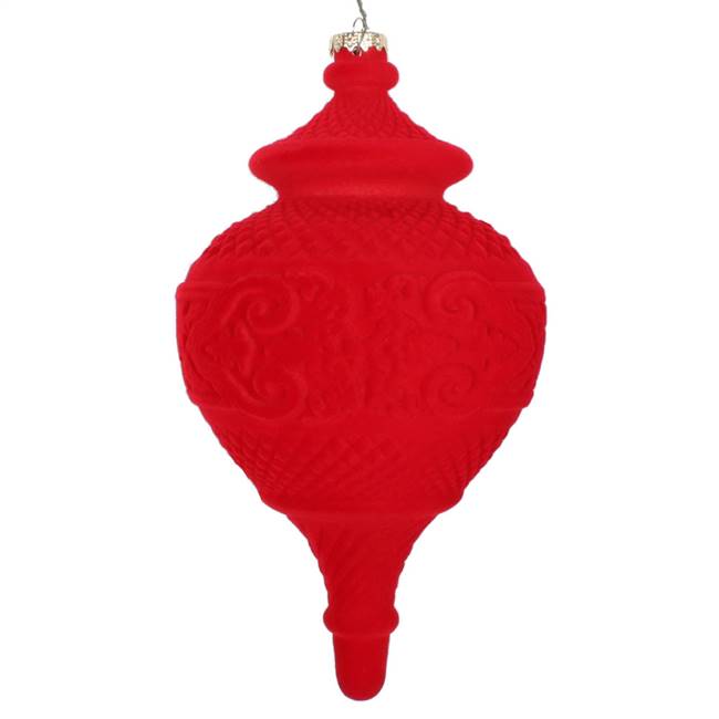 10.5" Red Flocked Finial Ornament
