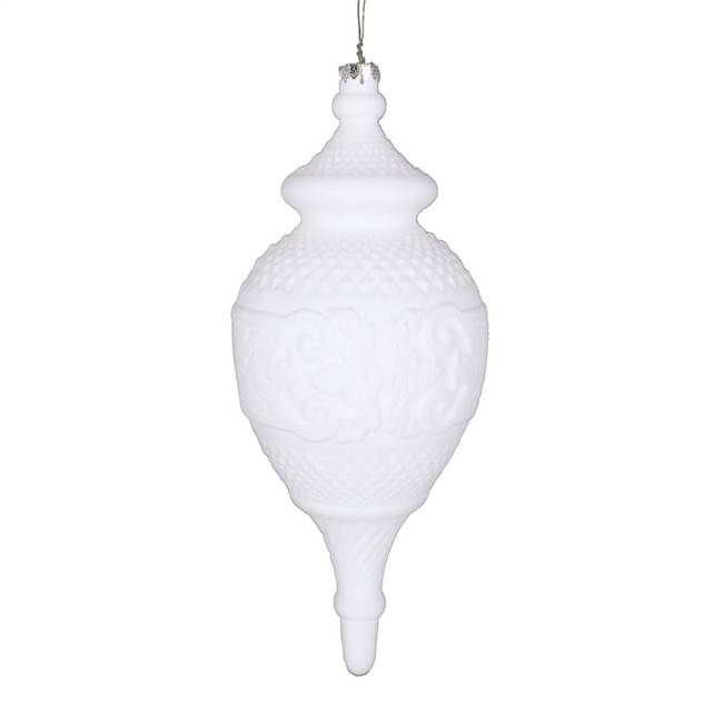 10.5" White Flocked Finial Ornament