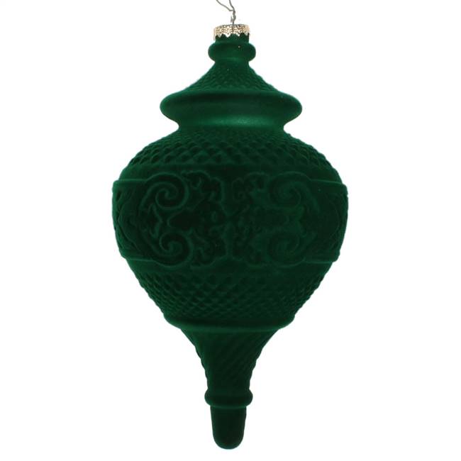 10.5" Moss Green Flocked Finial Ornament