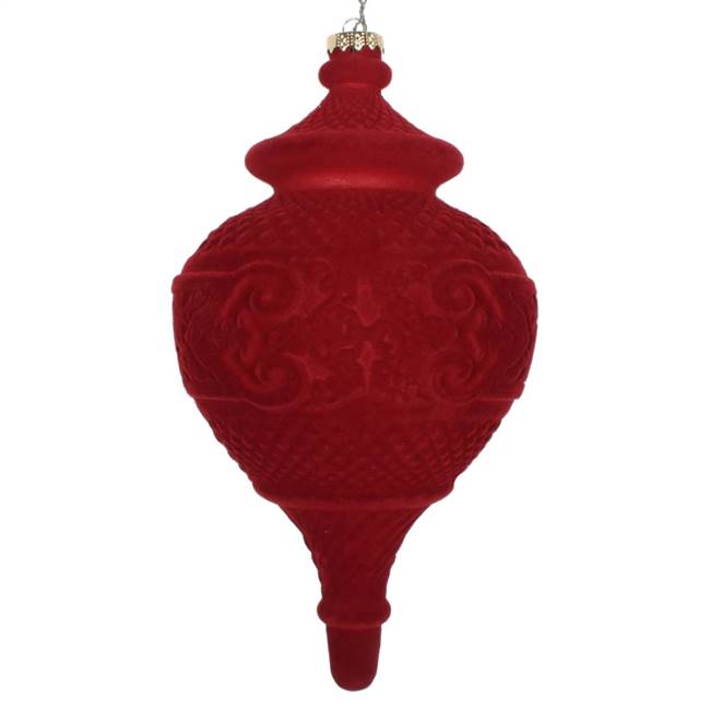 10.5" Burgundy Flocked Finial Ornament