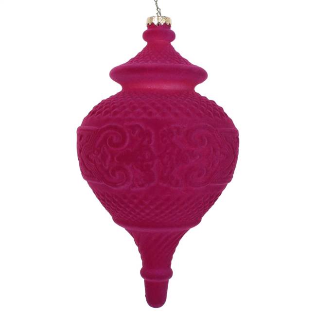 10.5" Fuchsia Flocked Finial Ornament