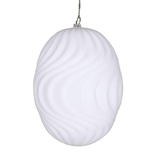 6" White Flocked Wave Ornament 2/Bag