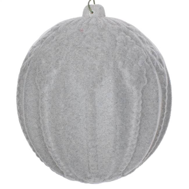 4" Silver Flocked Ball Ornament 3/Bag