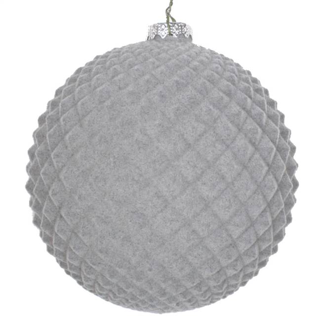 5" Silver Flocked Durian Ornament 2/Bag