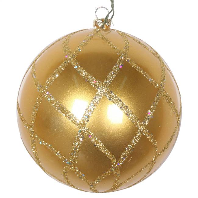 4" Gold Candy Glitter Net Orn 3/Bag