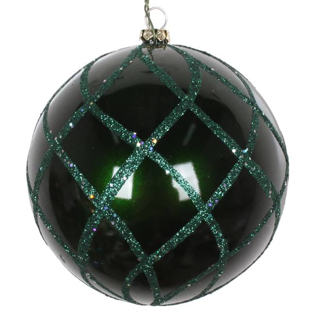 4" Emerald Candy Glitter Net Orn 3/Bag