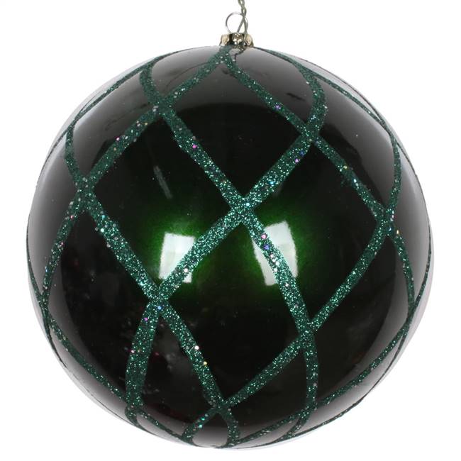 6" Emerald Candy Glitter Net Orn 2/Bag