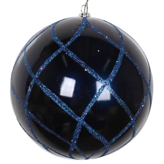 6" Midnight Blue Candy Glit Net Orn 2/Bg