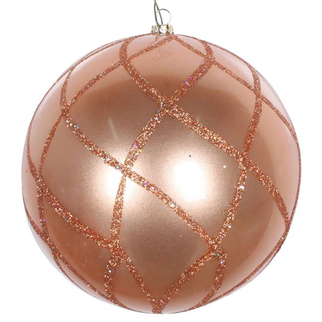 6" Rose Gold Candy Glitter Net Orn 2/Bag