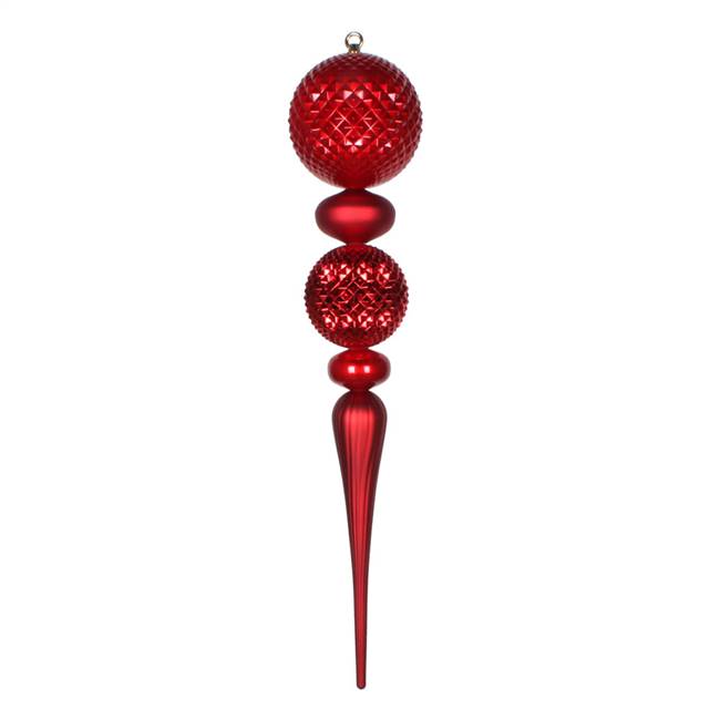 33" Red Durian Candy/Matte Finial Orn