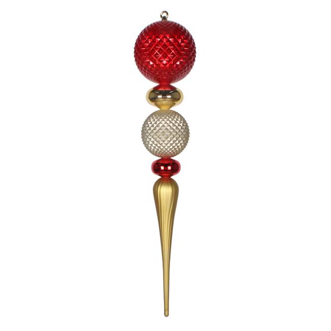 33" Red Gold Champgn Durian Finial Orn