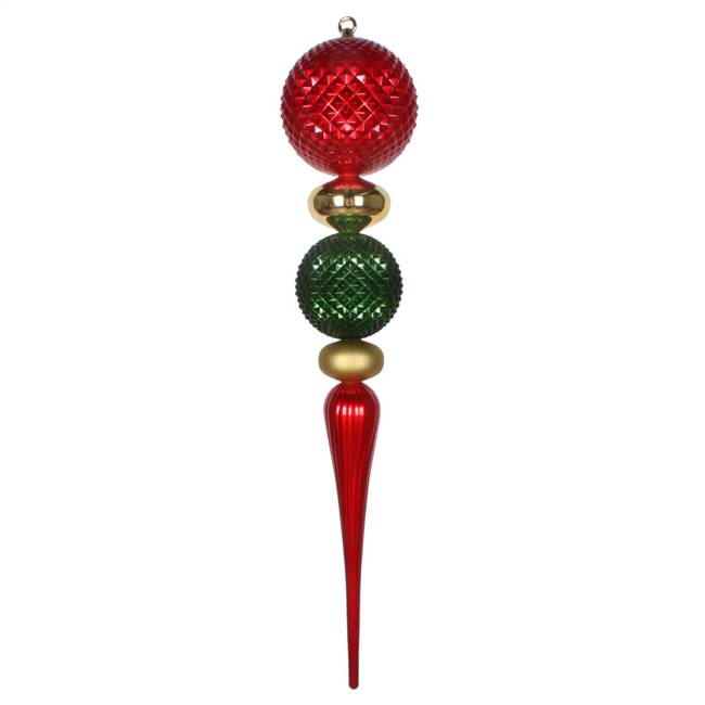 33" Red Green Gold Durian Finial Orn