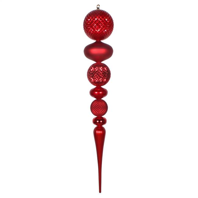 42" Red Candy/Matte Durian Finial Orn