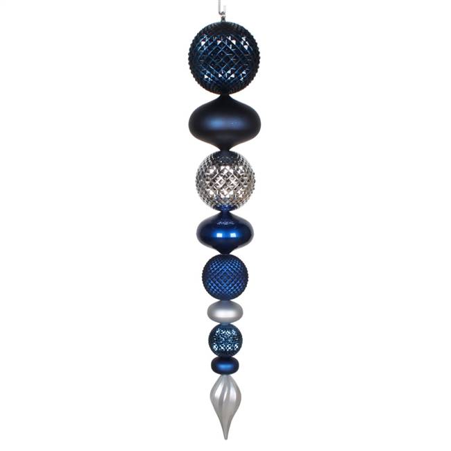 45" Midnt Blue Silver Durian Finial Orn