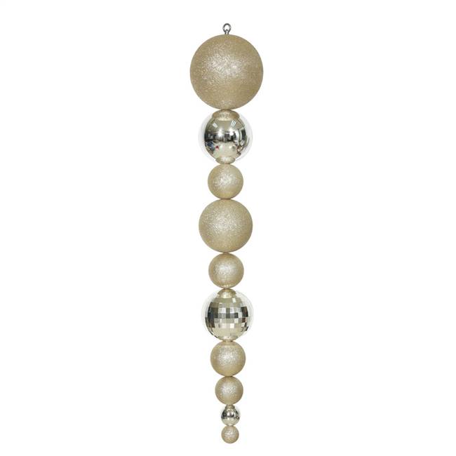 44" Champagne Shiny/Matte Ball Finial