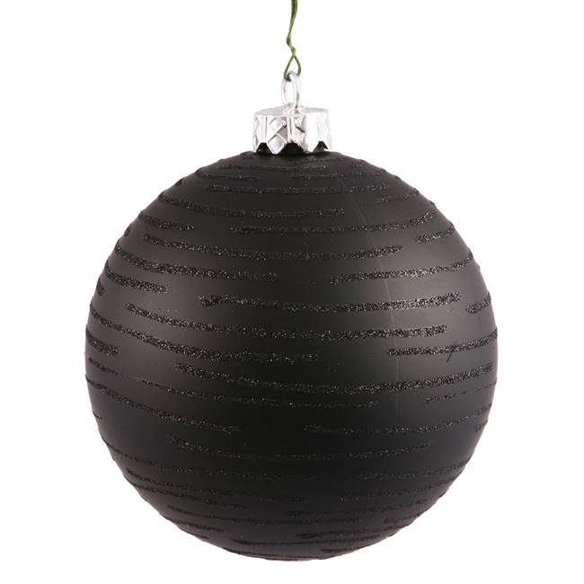 4.75" Black Ball w/Glitter Asst 2/Bg