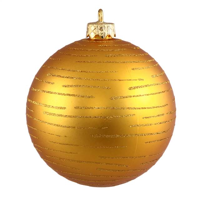 4.75" Antq Gold Ball w/Glitter Asst 2/Bg