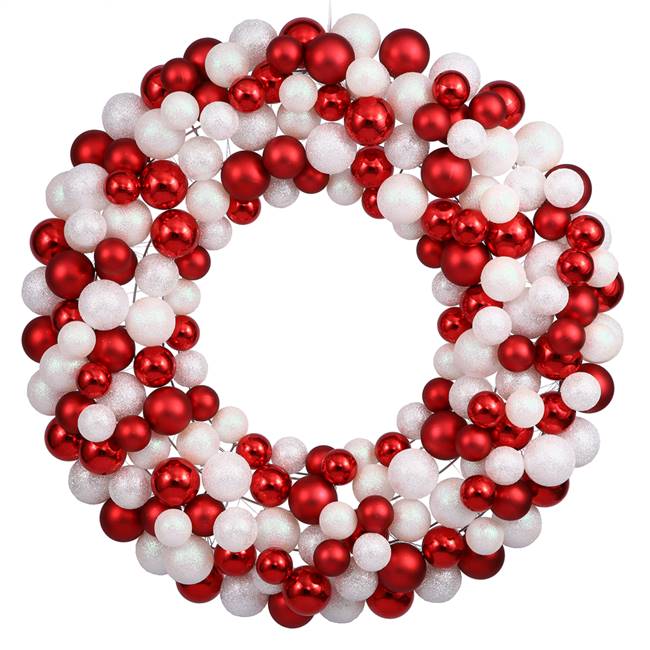 36" Candy Cane Ball Wreath