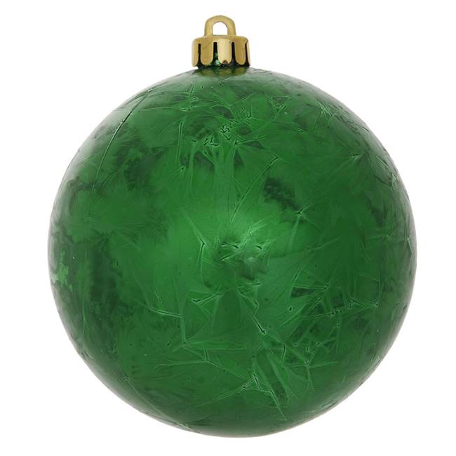 4" Green Crackle Ball  Drilled 6/Bag