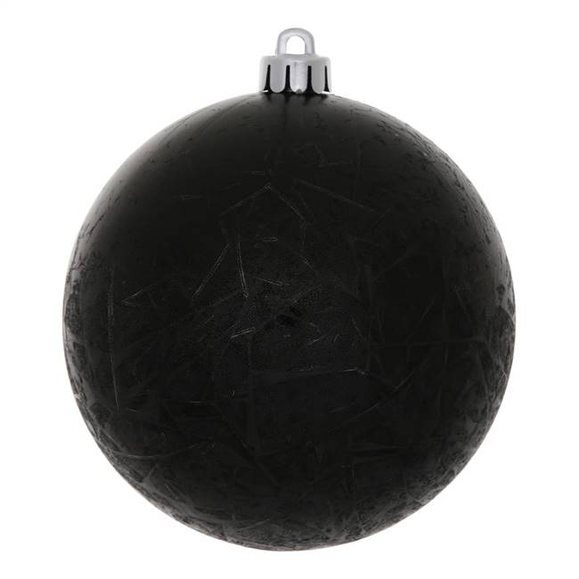 4" Black Crackle Ball  Drilled 6/Bag