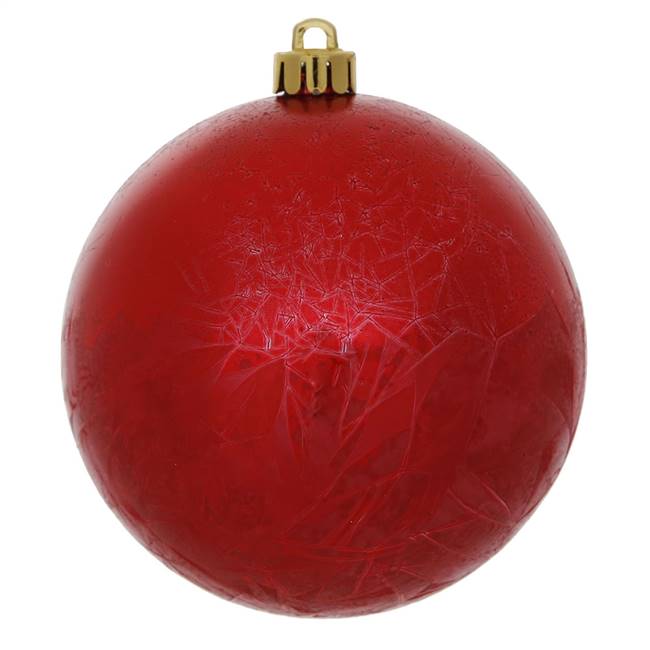 10" Red Crackle Ball  Drilled 1/Bag