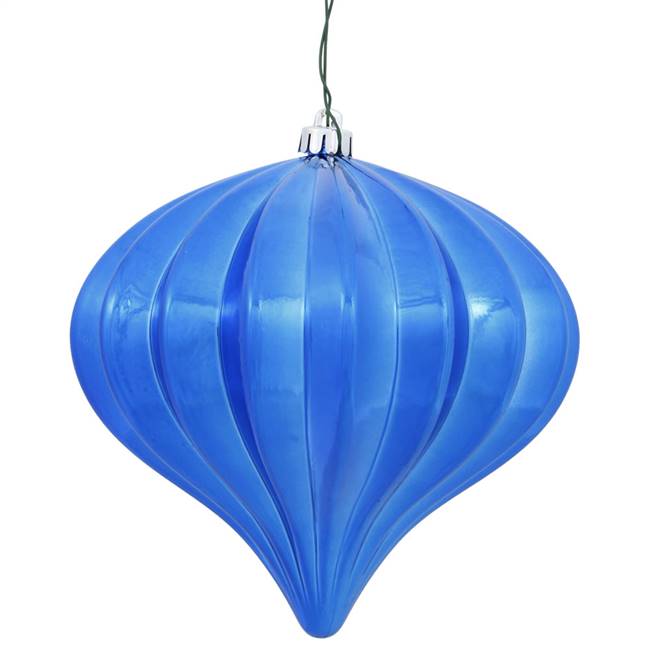 5.7" Blue Shiny Onion UV Drilled 3/Bag