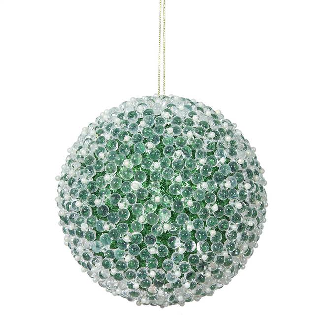 4" Green Acrylic Beaded Ball 4/Bx