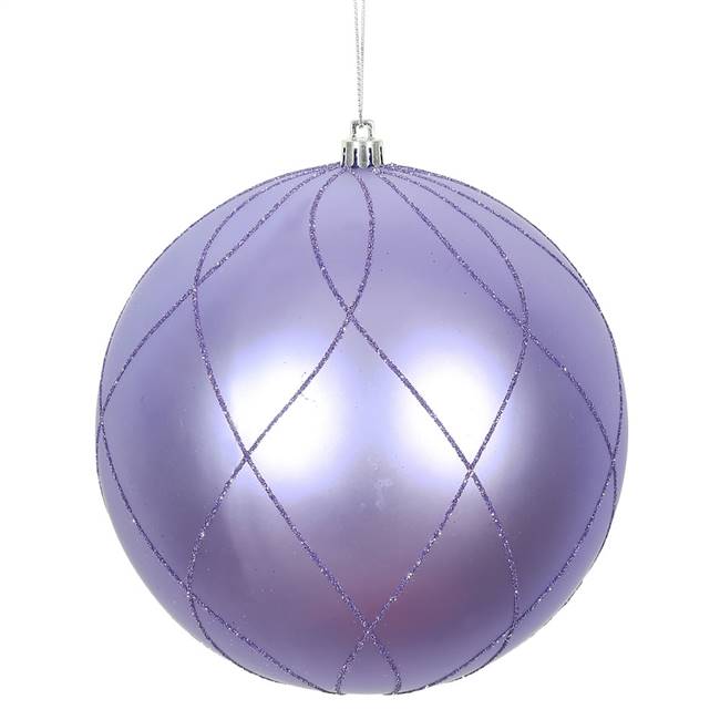 4" Lavender Matt Glitter Swirl Ball 4/Bx