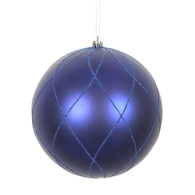 6" Cobalt Blue Matt Glit Swirl Ball 3/Bx